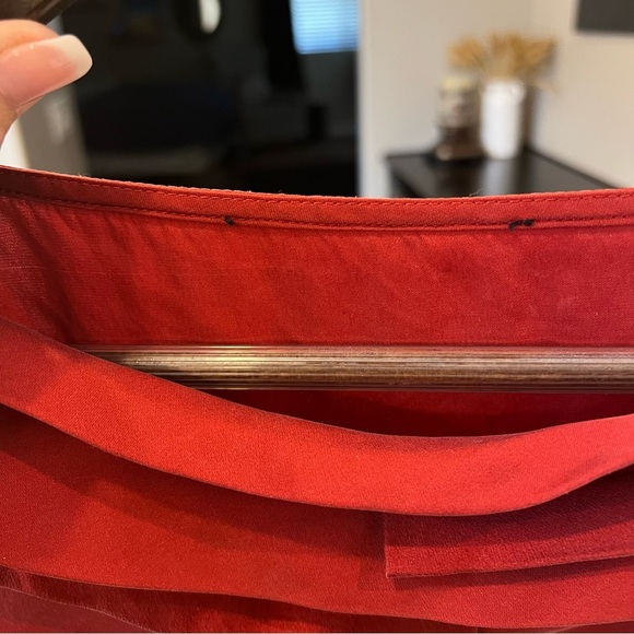 Ellie Tahari silk blend blouse, burnt orange, stretchy ,size Medium - Picture 5 of 10